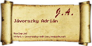 Jávorszky Adrián névjegykártya